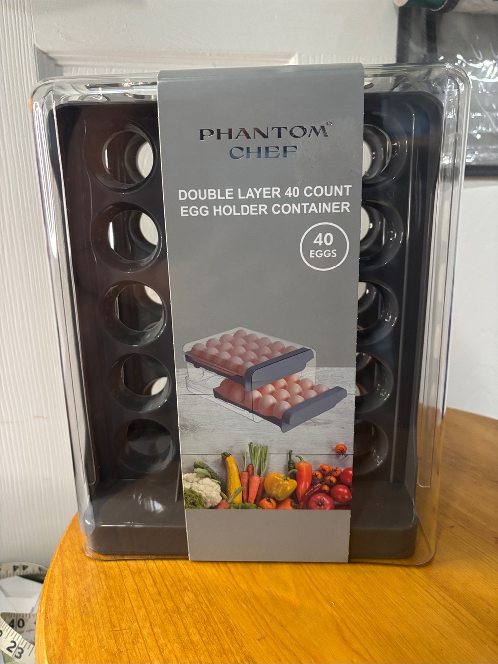 Phantom Chef Double Layer 40-Count Egg Holder - Gray NWT